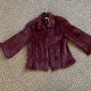 Beautiful Max Studio Rabbit Fur Burgundy Jacket